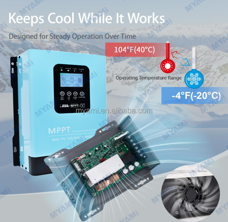 MYAMI New Smart 12V 24V 36V 48V 96V Auto Adapt Solar Panel Charger Regulator 30a 60a 120a LCD MPPT Solar Charge Controller