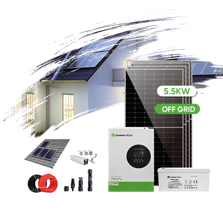 Residential 5KW Off Grid Solar System With Wall Mounted Battery and Full Mounting Kit