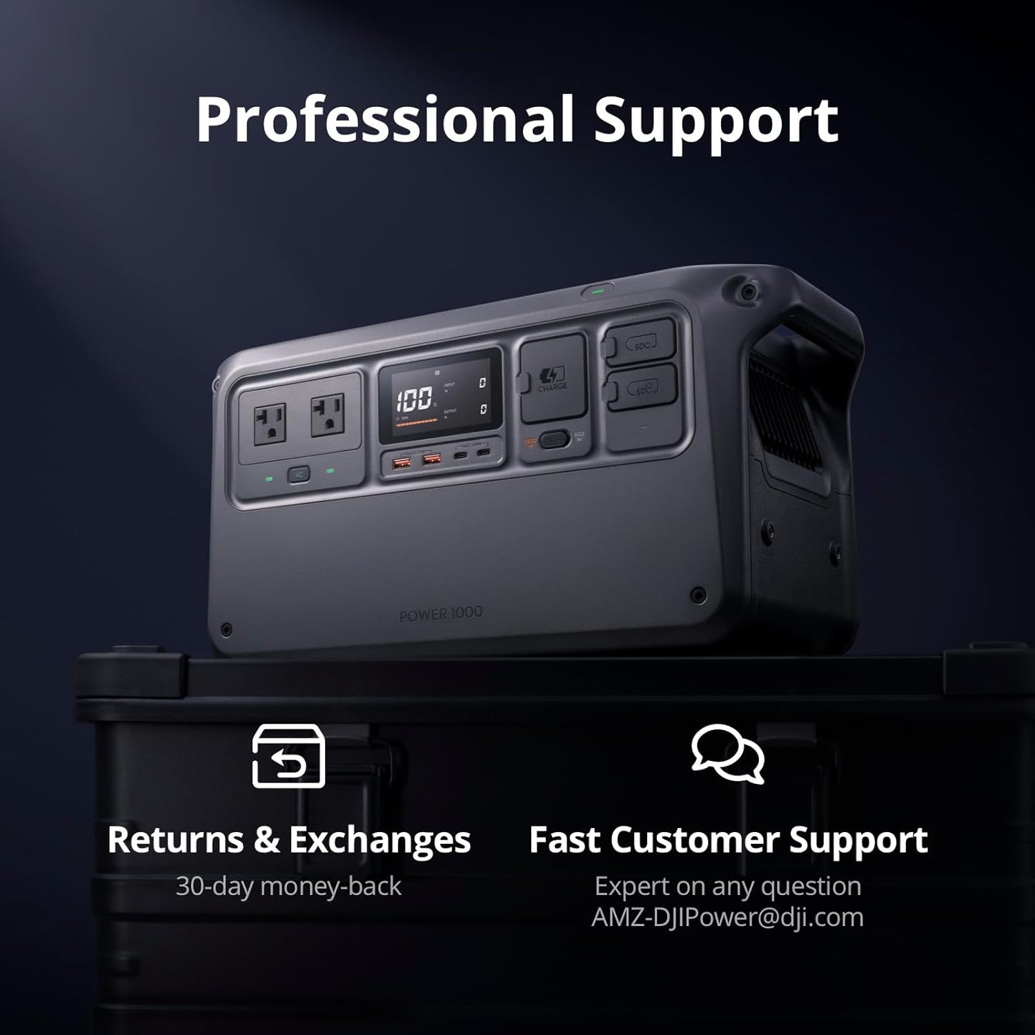 DJI Power 1000 Portable Station 1024Wh LiFePO4 Battery 2200W AC/140W USB-C Output 23db Ultra-Silent Solar Panel Home Backup