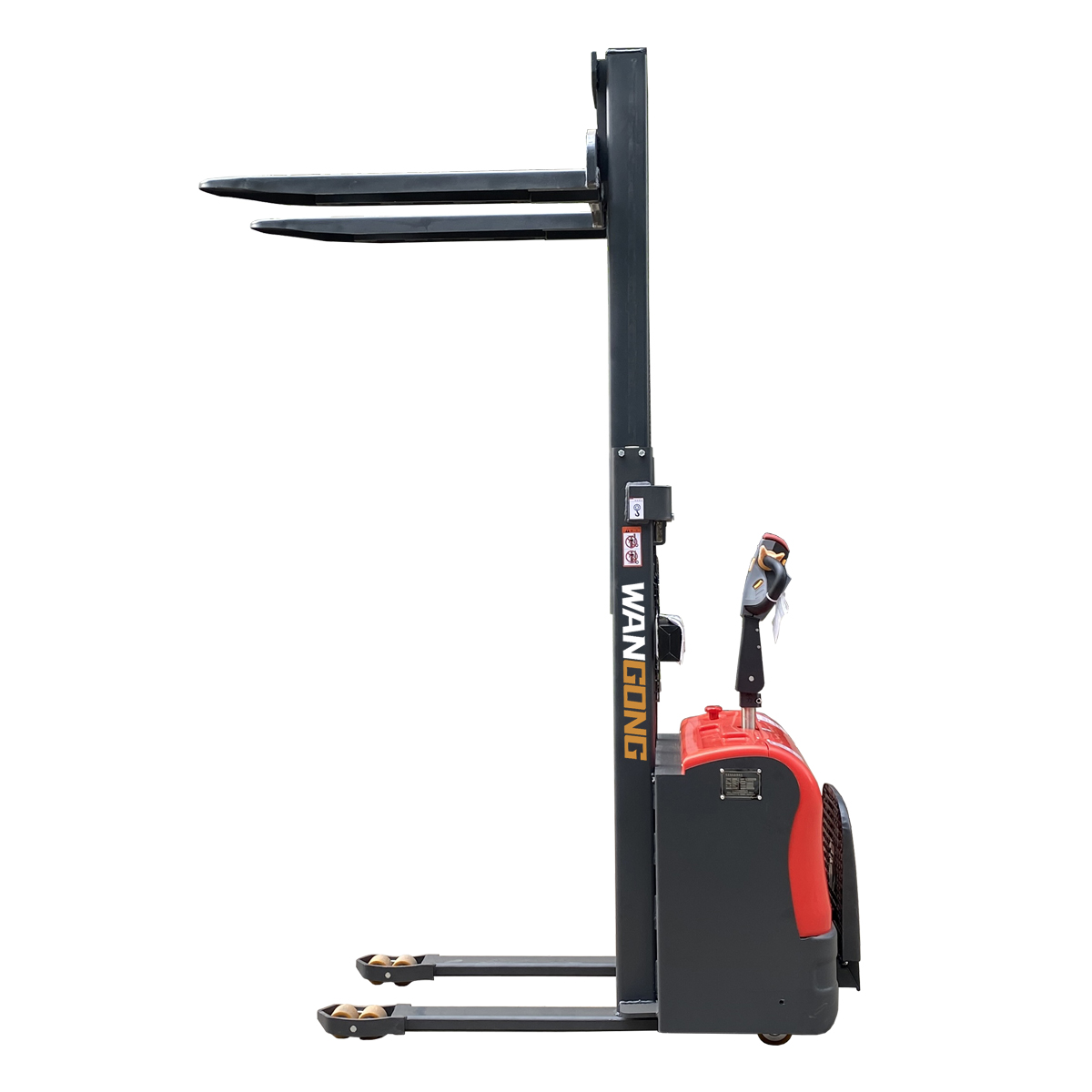Self Loaded Full Electric Pallet Stacker Forklift Electric Reach Stacker Side Pallet Hydraulic Battery Operated Stacker