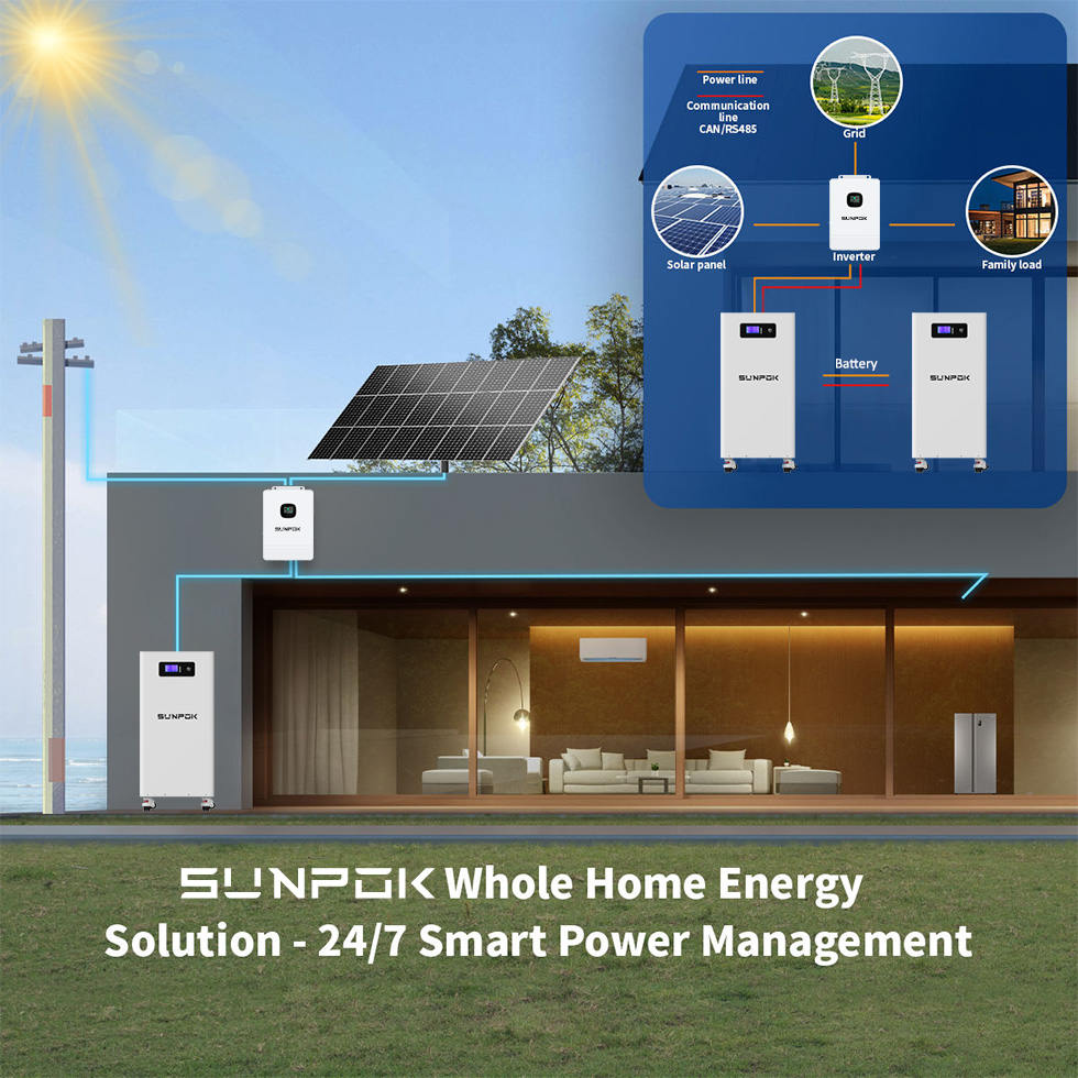SUNPOK 51.2V 280Ah 300Ah 314Ah Lithium Ion Battery Pack 16Kwh 15Kwh Home Energy Storage System 48V LiFePO4 Battery