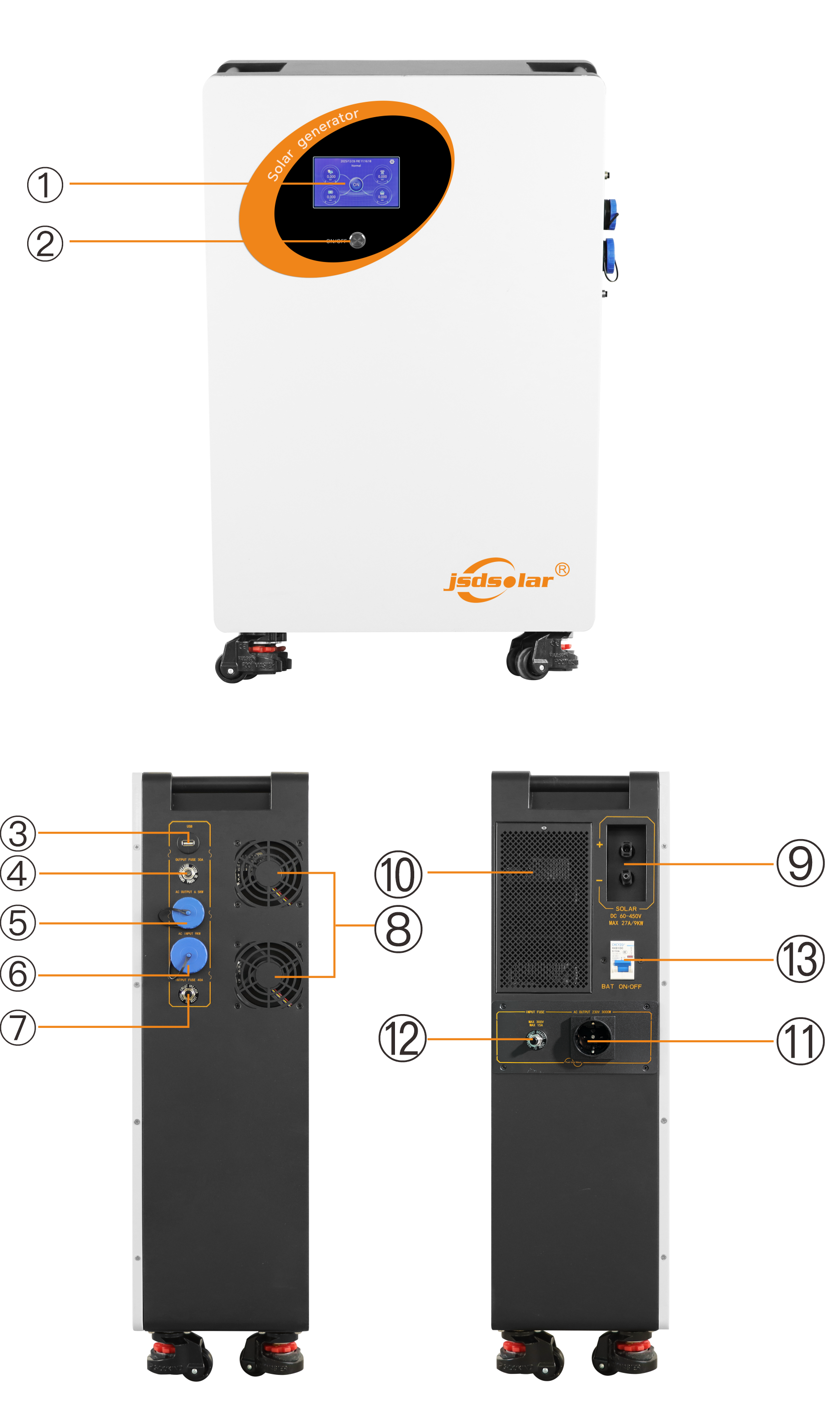 Jsdsolar 1000W 2000W 5000W 6000W Portable Power Station Portable Solar System with Battery and Inverter Suitable for Home Farm