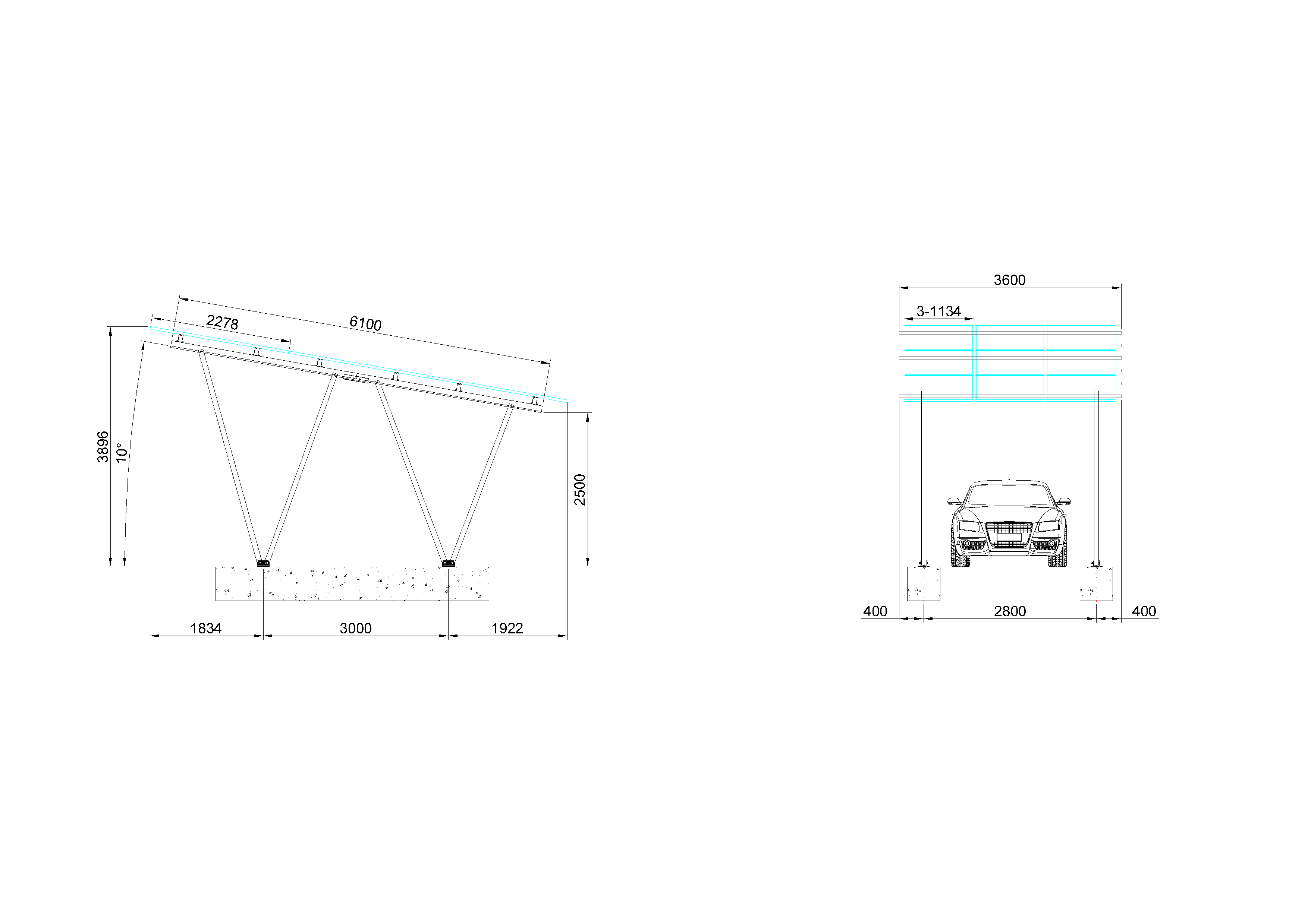 1 car solar carport