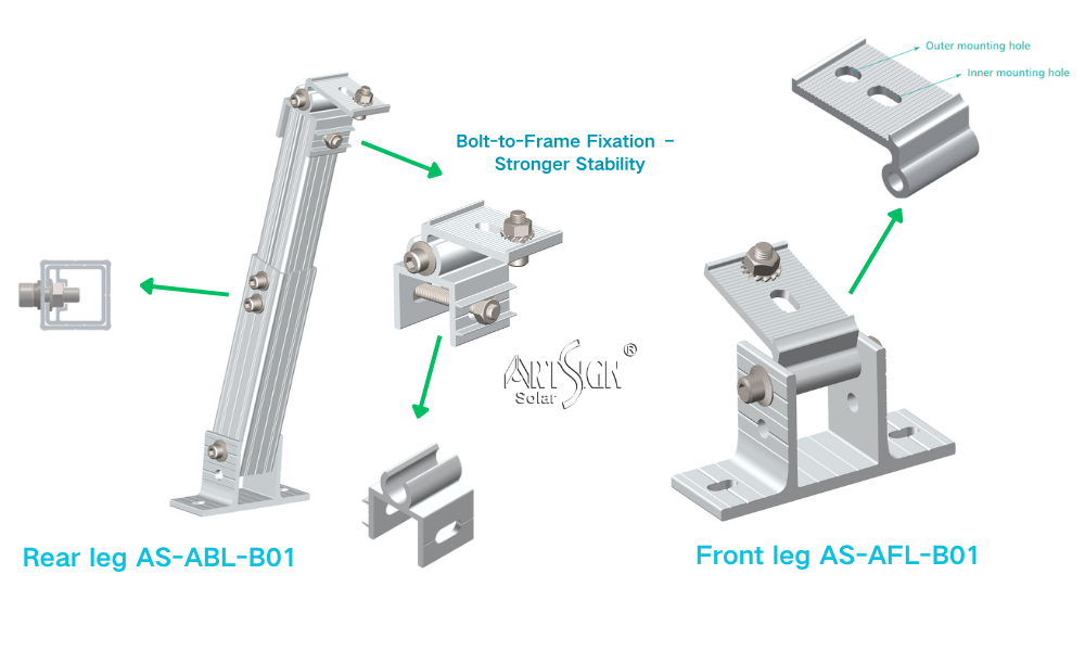 Art Sign Solar Tilt Stand Solar Mounting System Aluminum For Flat Roof For Framed PV Modules Solar Installation Factory Price