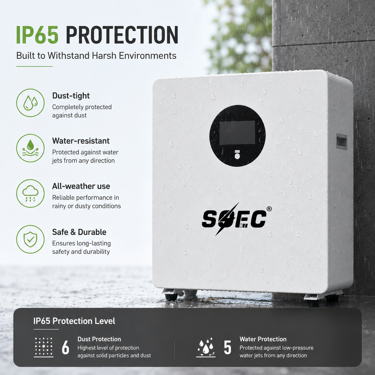SOEC 2.5kWh Balcony Power Plant With 1.2kw Inverter Solar Storage All-in-One System - Residential Solar ESS IP65 Outdoor Battery