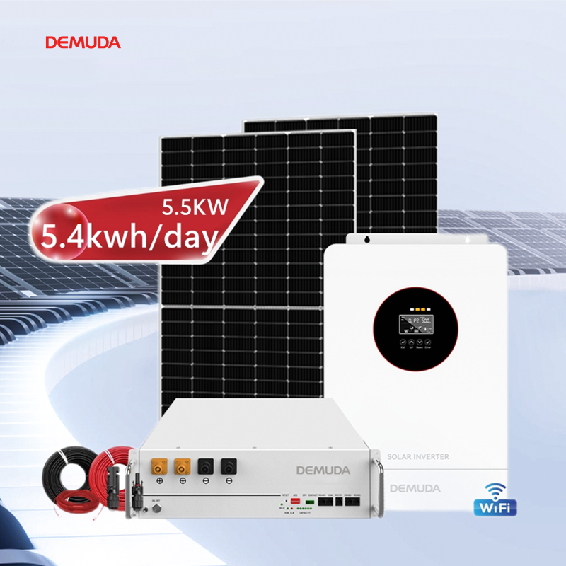 Complete Set 5kw 10kw Solar Energy Storage System 48v 5kva Hybrid Inverter With Lithium Battery Solar Panels Mounting System