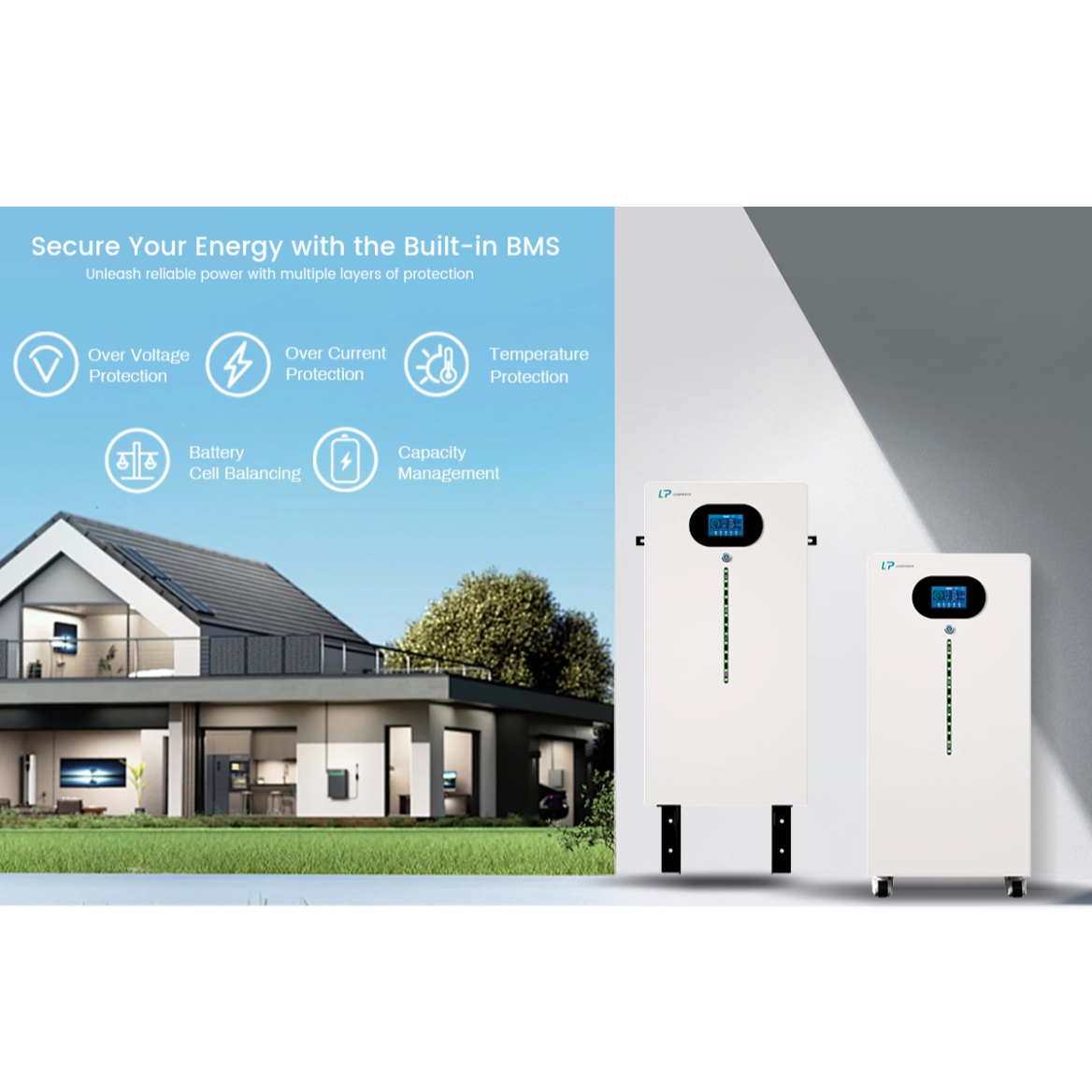 LP 15kW/16kW 51.2V LiFePO4 ESS | Split Hybrid Solar Inverter Off-Grid Grid-Tie | IP65 CAN Stackable Home Battery Backup Power