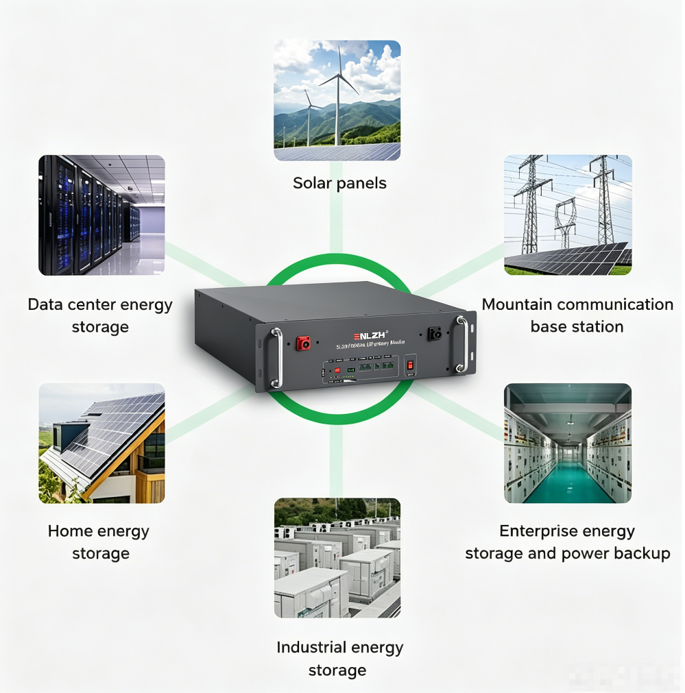 ENLZH Lithium Rack Mounted Battery 51.2V 100Ah 5kWh Lifepo4 6000 Cycle Solar Battery Large Home Battery Storage