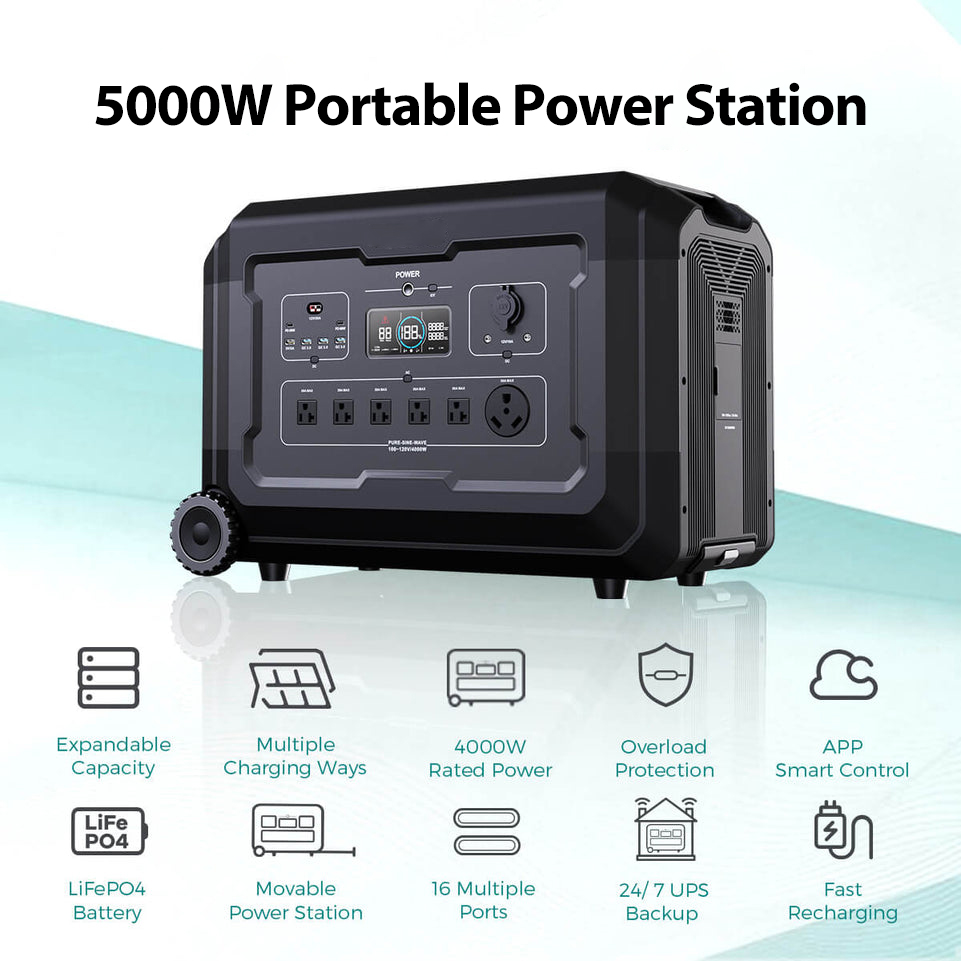 SOUOP Supplier Lifepo4 Battery Home Backup Tragbare Powerstation 5Kw Solar Generator Portable 5000W Power Station 50 Amp Plug