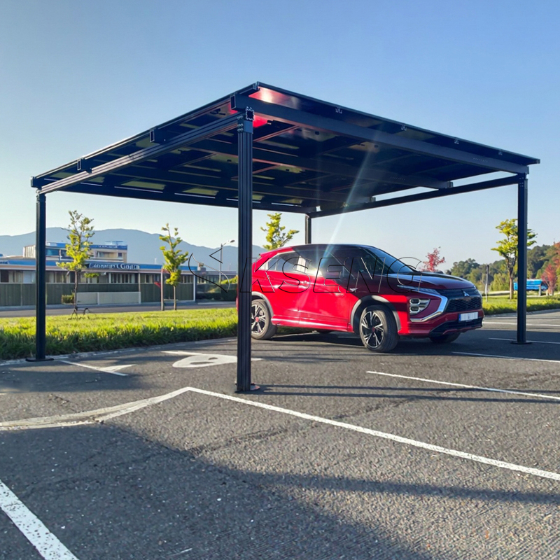 Customizable Black Aluminum Residential Solar Carport Kit Solar Photovoltaic Panel Pergola Mounting System for Parking Structure