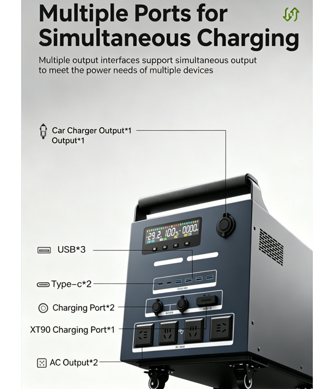Portable Power Station 4500Wh LiFePO4 Solar Portable Generator 2500W Pure Sine Wave Outdoor Camping RV Home Backup 110V 220V