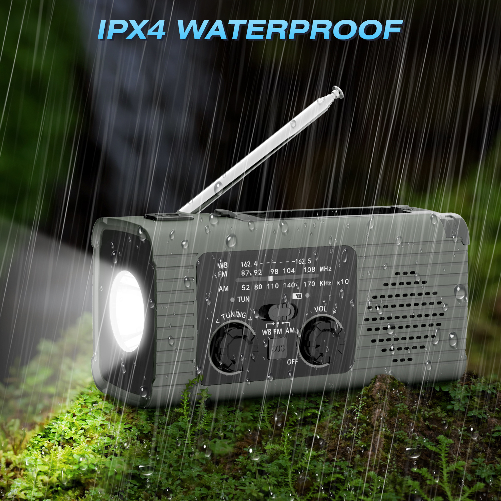 Multifunctional Camping Light Portable Hand-Cranked Solar Power Usb Rechargeable Sos Alert Multi-band Radio Emergency Latern