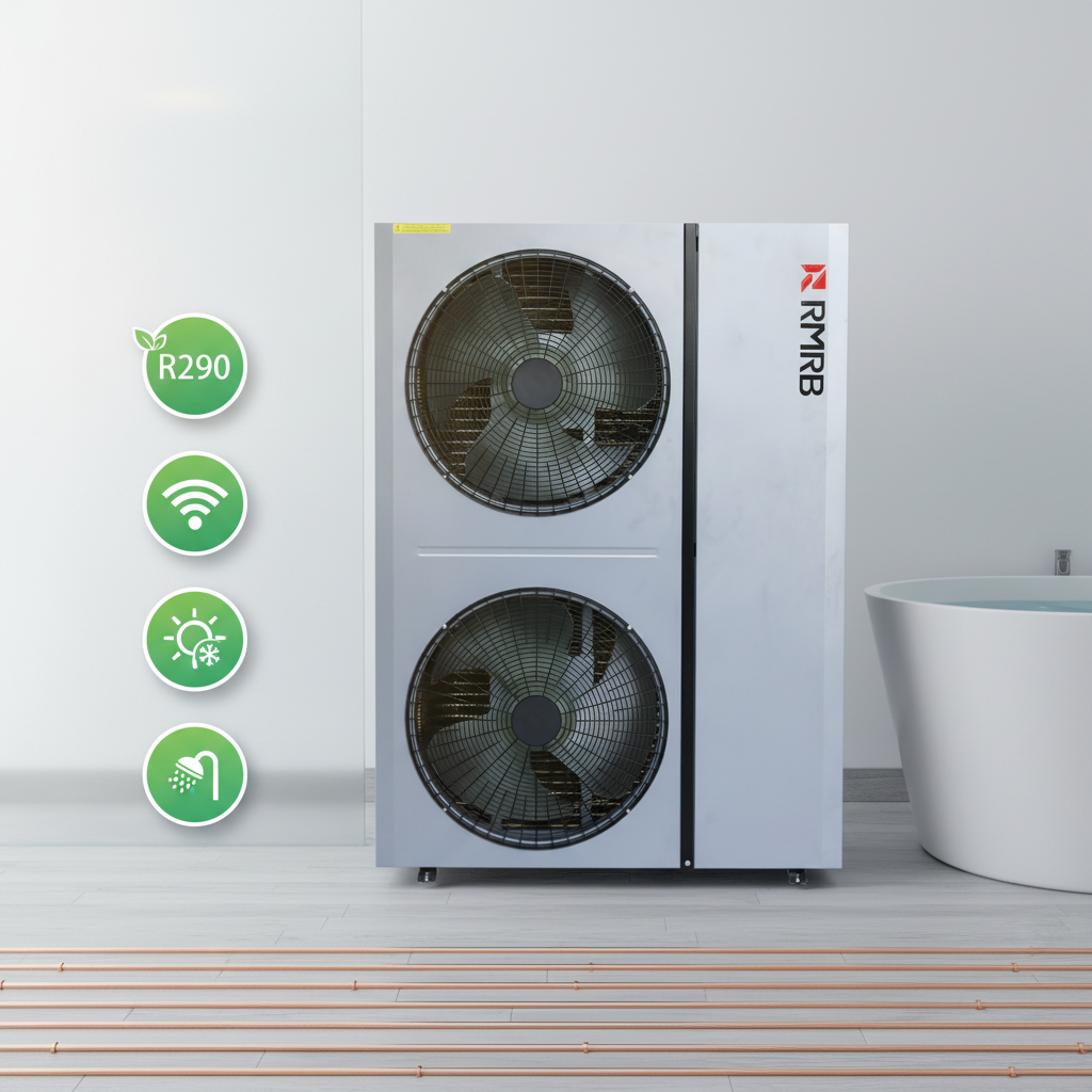 15.6kW R290 EVI DC Inverter Monoblock Air Source Heat Pump 75℃ DC Motor ErP A+++ Outdoor CE CB Hotel Household OEM Service