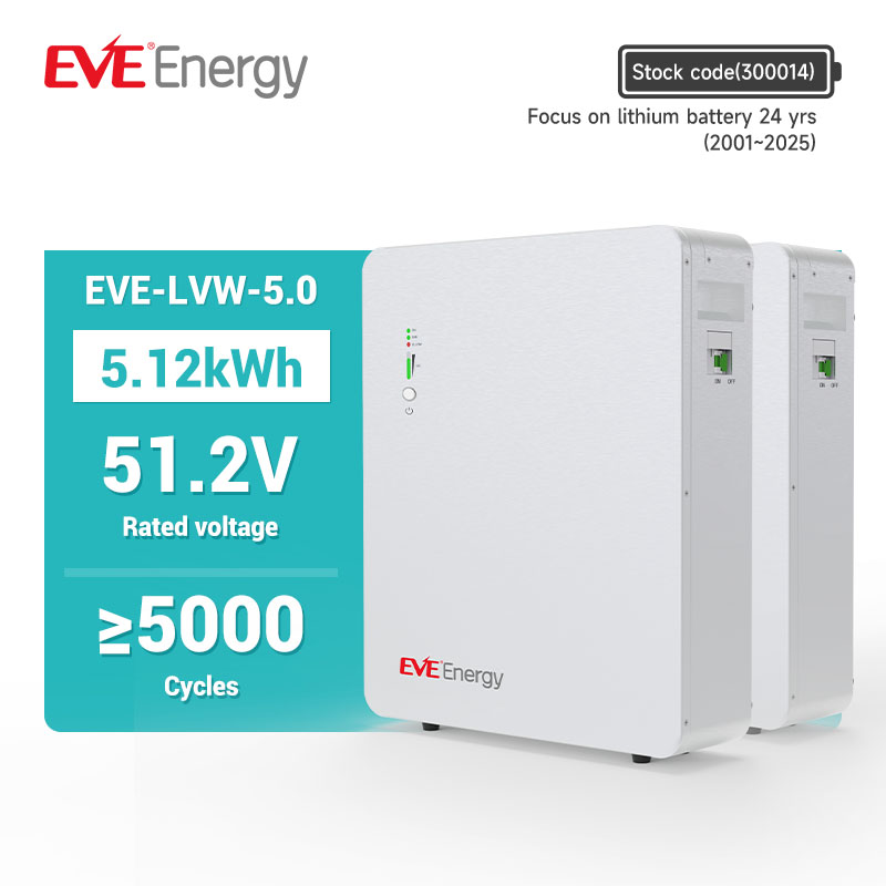 EVE 5KW 10KW Wall-Mounted Home Energy Storage System off Grid LiFePO4 Lithium Battery with CAN Communication for Solar Energy