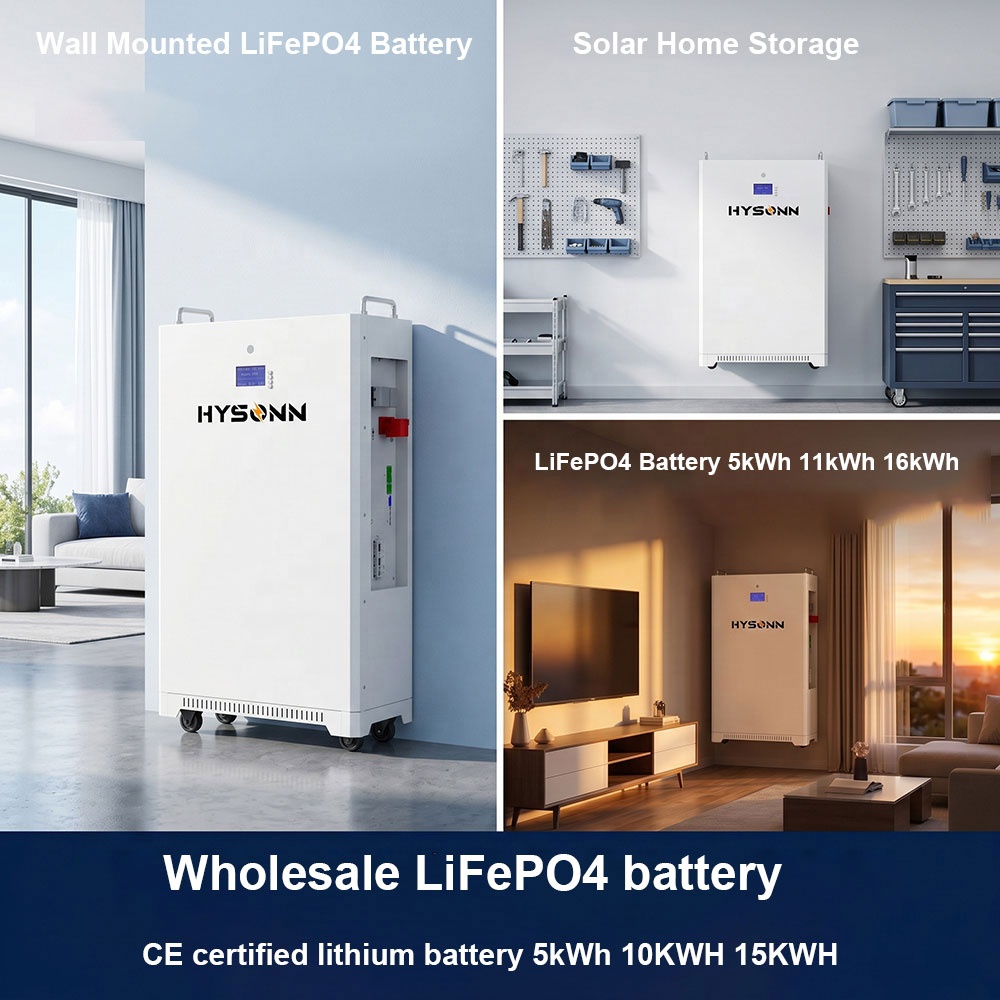 Hysonn 51.2V 100Ah 230Ah 314Ah Wall Mounted LiFePO4 Battery 5kWh 11kWh 16kWh Inverter Compatible Solar Home Storage DDP VAT Free