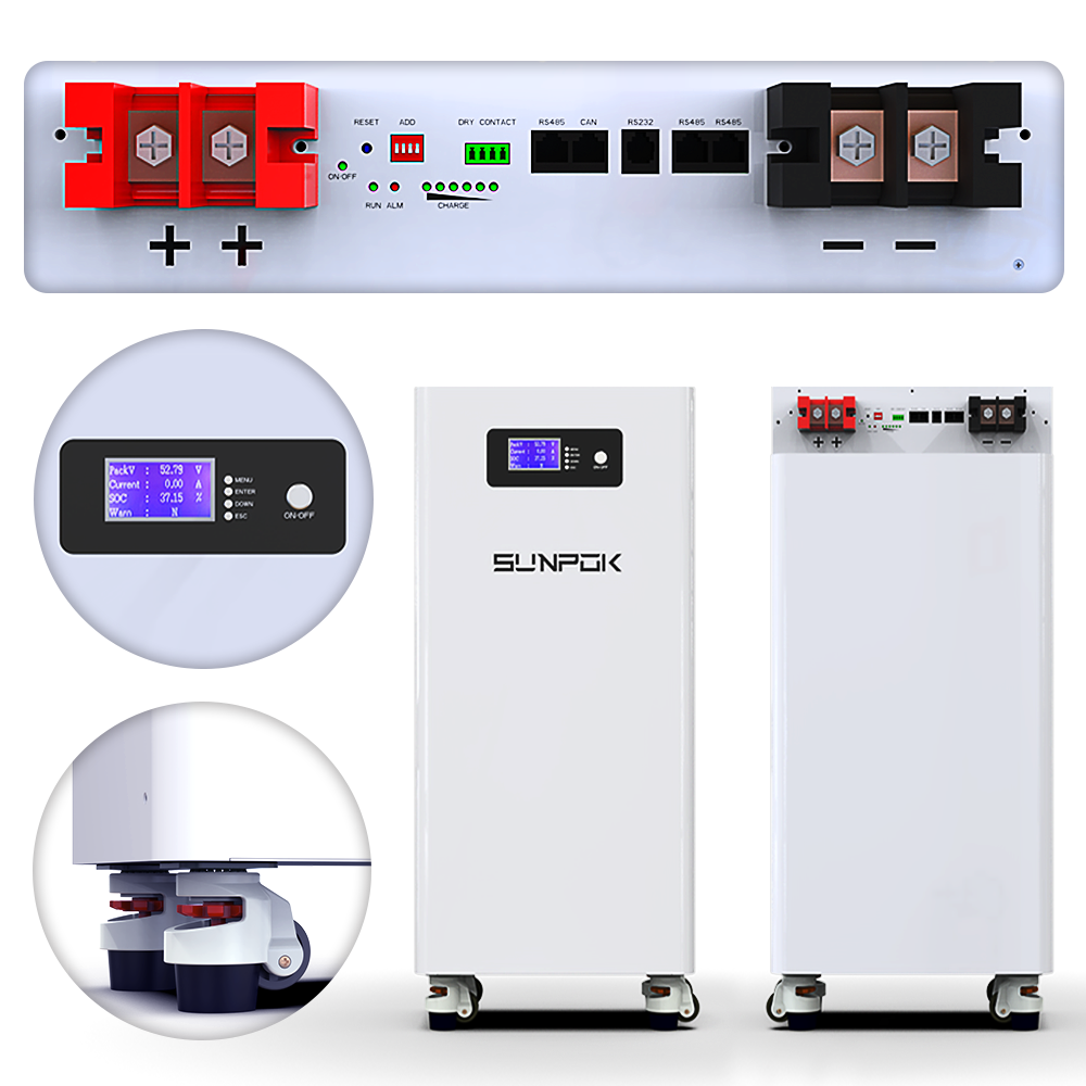 SUNPOK 51.2V 280Ah 300Ah 314Ah Lithium Ion Battery Pack 16Kwh 15Kwh Home Energy Storage System 48V LiFePO4 Battery