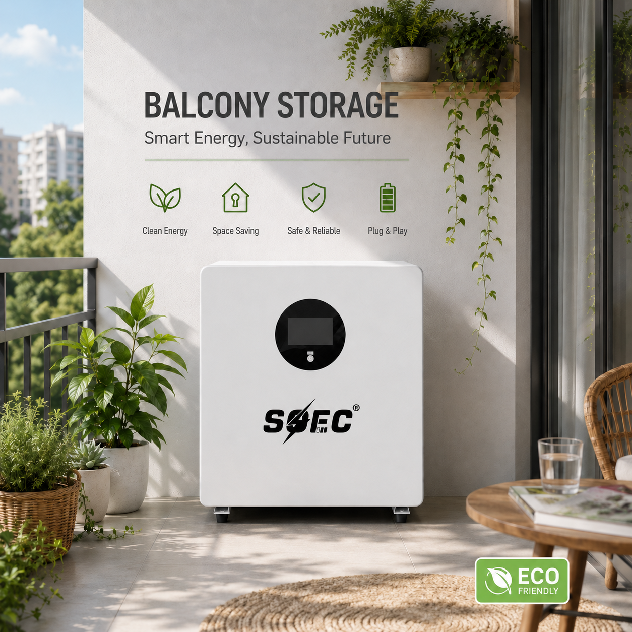 SOEC 2.5kWh 1.5kW Inverter Balcony Energy Storage System All-in-One LiFePO4 Battery IP65 Waterproof Home Solar Power Station