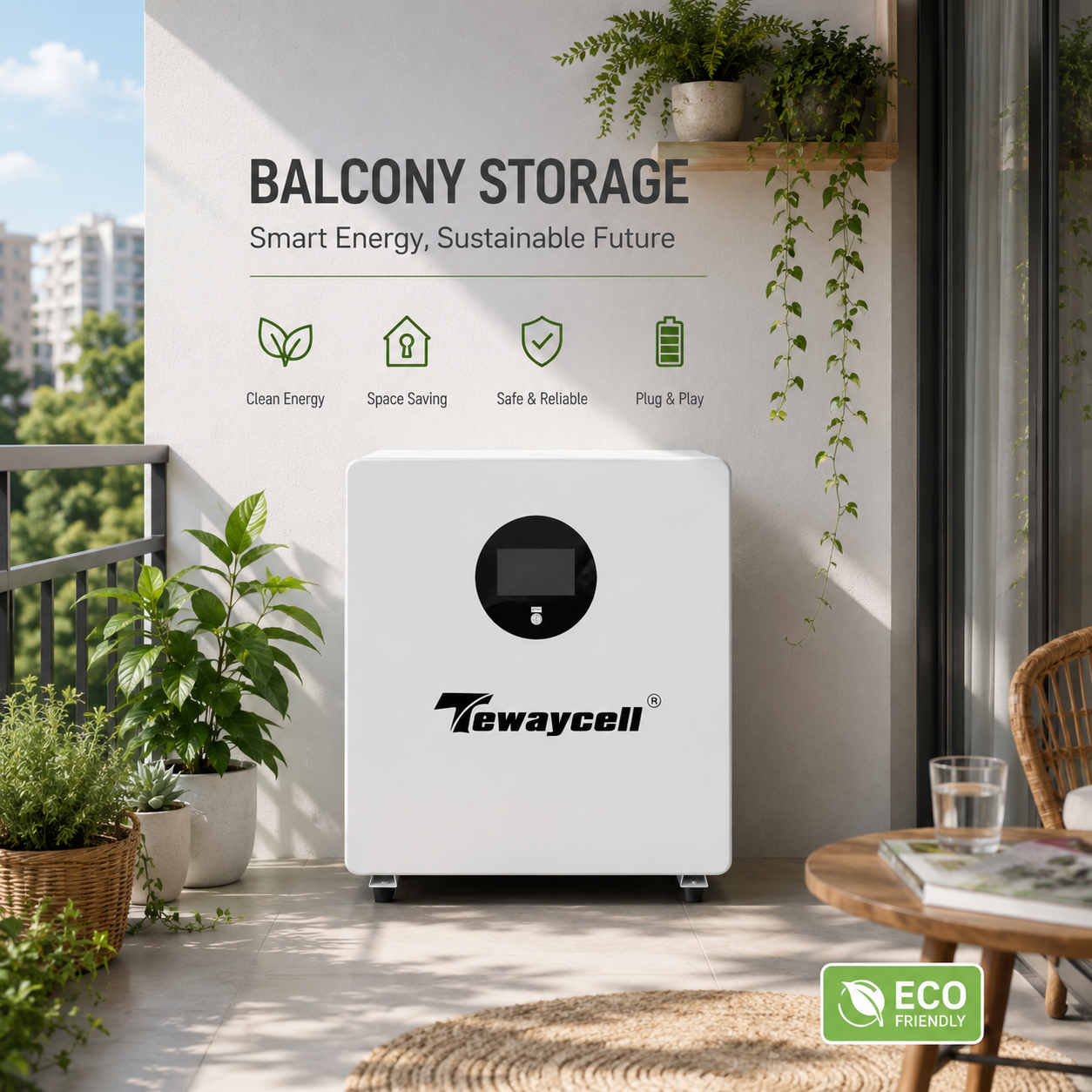 SOEC 2.5kWh Balcony Power Plant With 1.2kw Inverter Solar Storage All-in-One System - Residential Solar ESS IP65 Outdoor Battery
