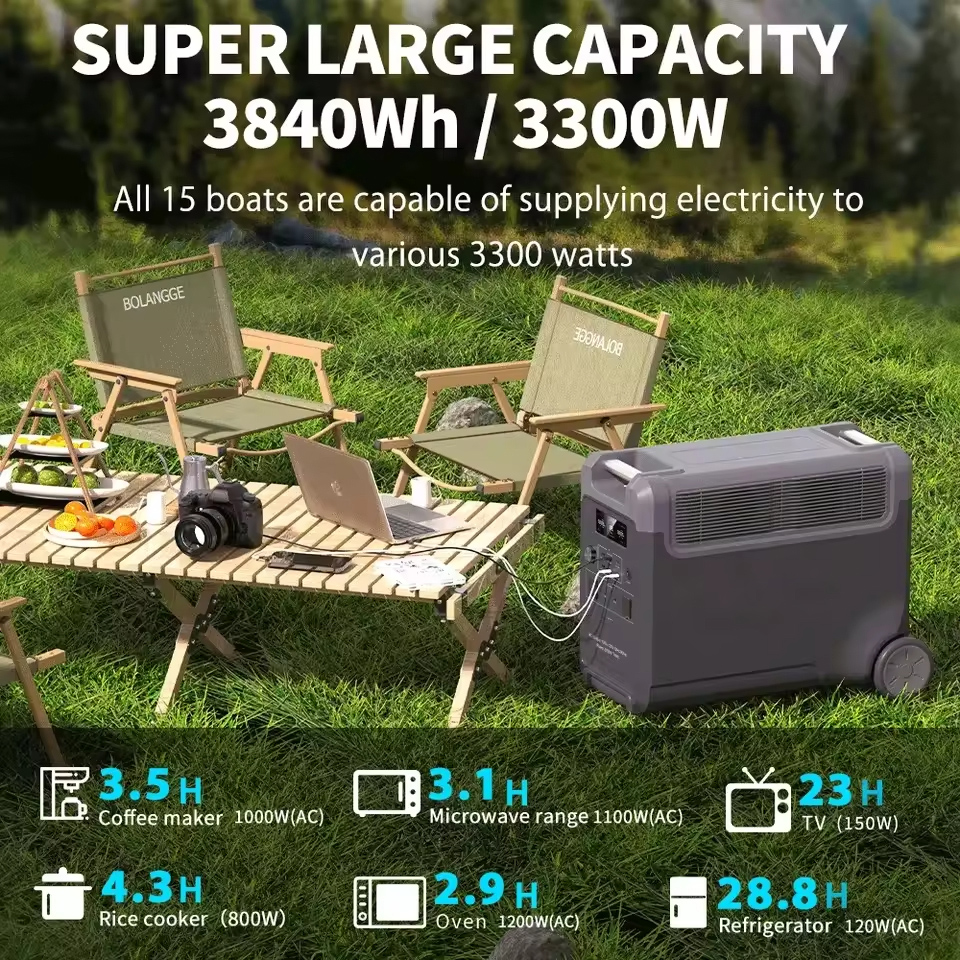 3600W 3840Wh LiFePO4 Portable Power Station Outdoor Solar Generator for Home Backup RV Camping