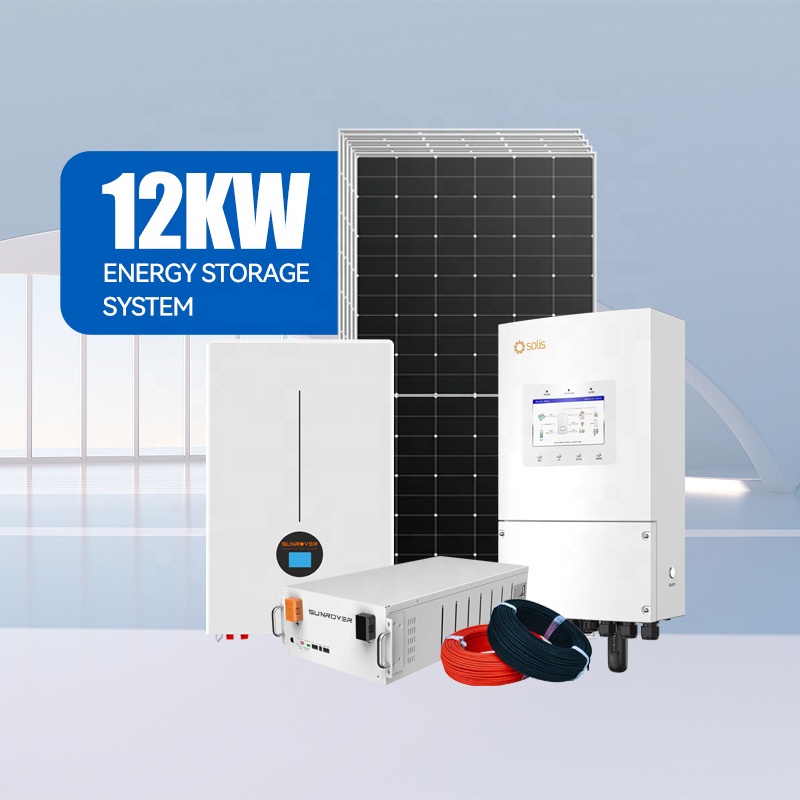 Rooftop 12KW hybrid solar System Solis inverter 12kw Lithium Battery Pack 15kWh 12kw solar System