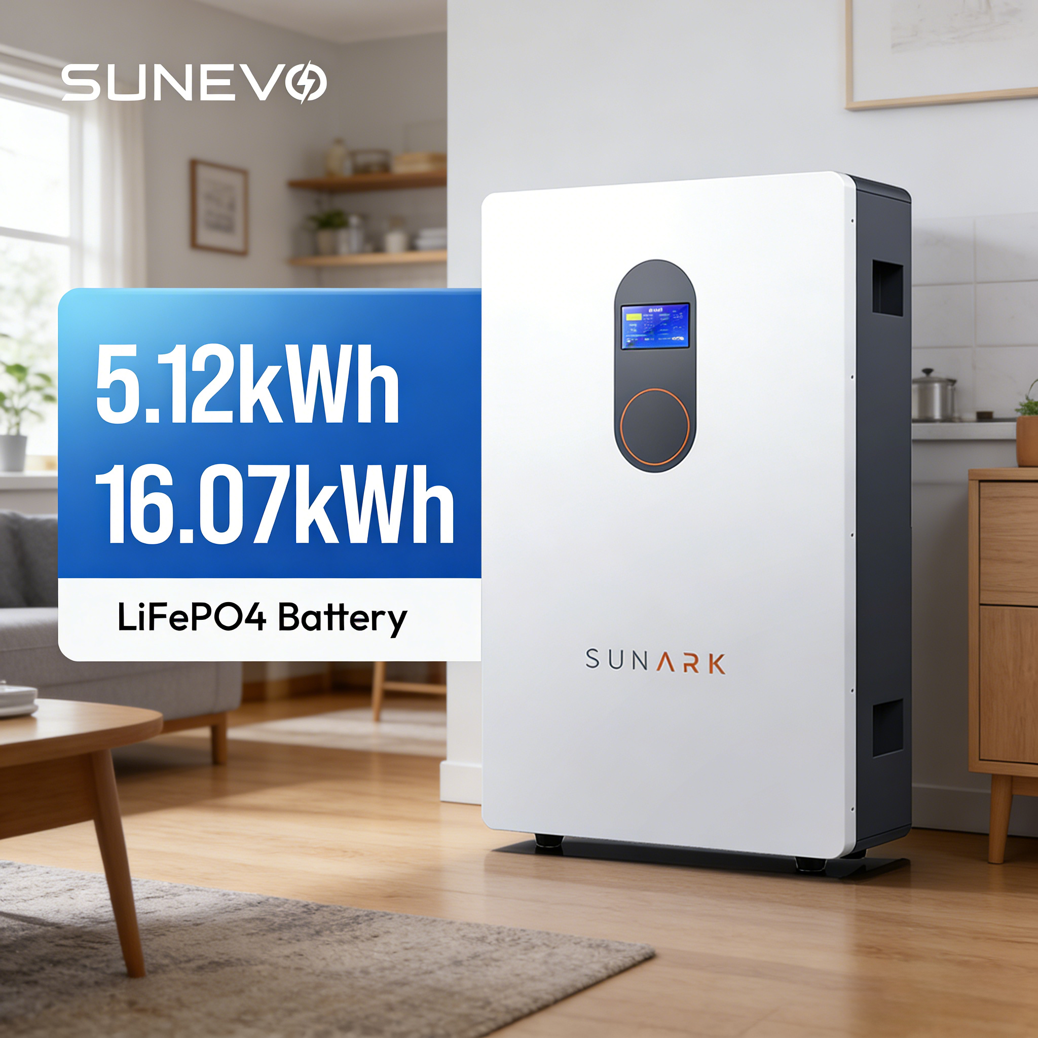 Sunark 48V 51.2V LiFePO4 Lithium Ion Battery 5kwh 10Kwh 15kwh 10kwh 6000 Cycles 10 Year Warranty UL CE Certified For Home Use