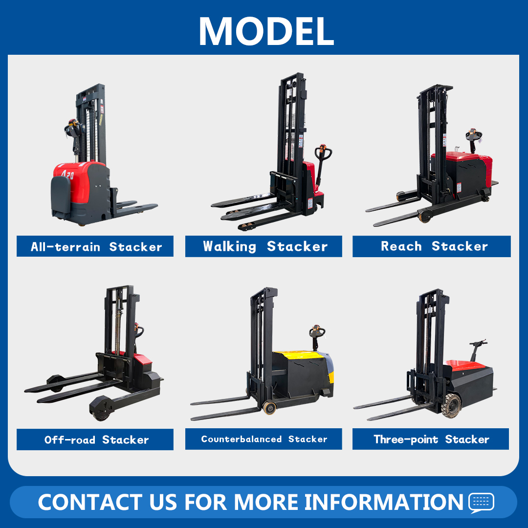 Self Loaded Full Electric Pallet Stacker Forklift Electric Reach Stacker Side Pallet Hydraulic Battery Operated Stacker