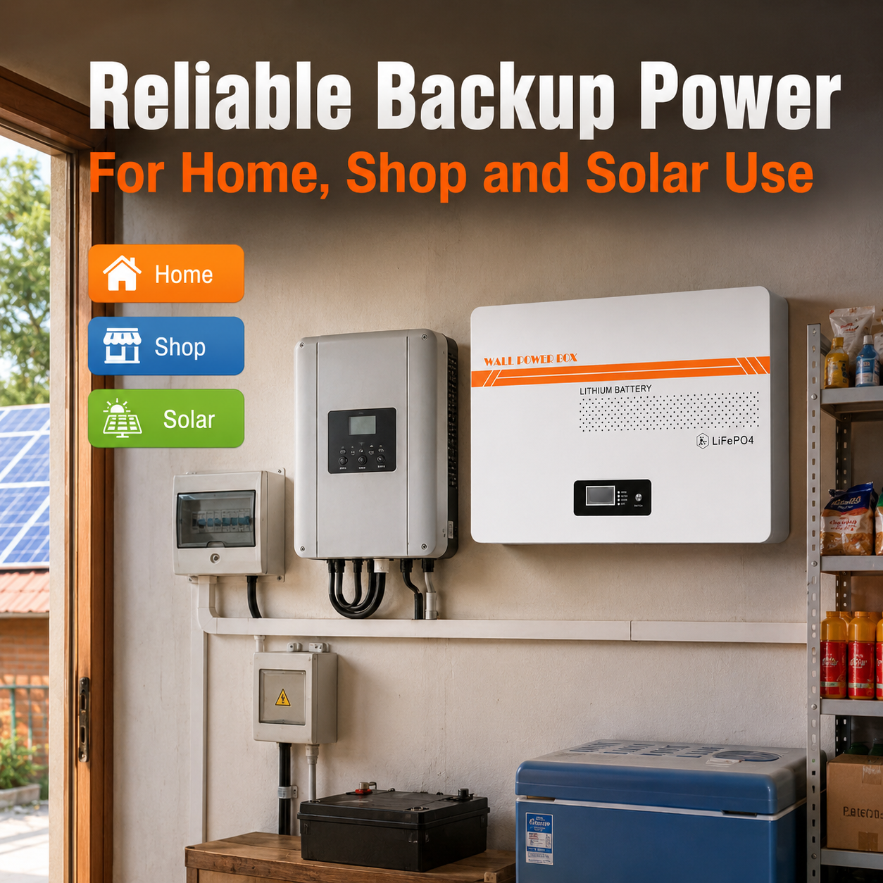51.2V 10kWh LiFePO4 Wall-Mounted Solar Battery Pack with BMS for Home Energy Storage 10-20kW Output 6000 Cycles