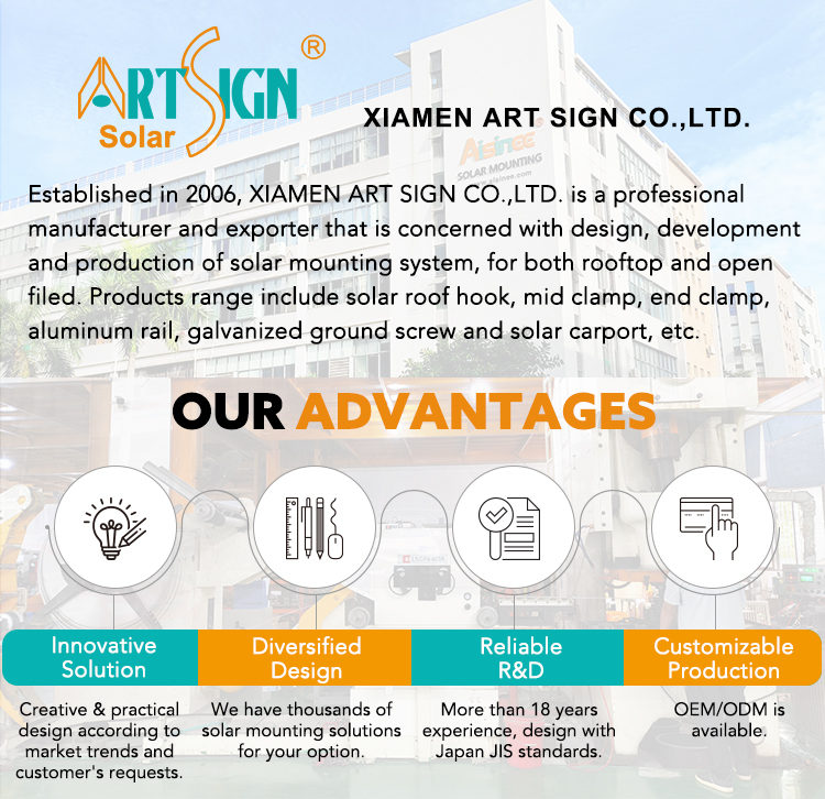 Art Sign Solar Tilt Stand Solar Mounting System Aluminum For Flat Roof For Framed PV Modules Solar Installation Factory Price