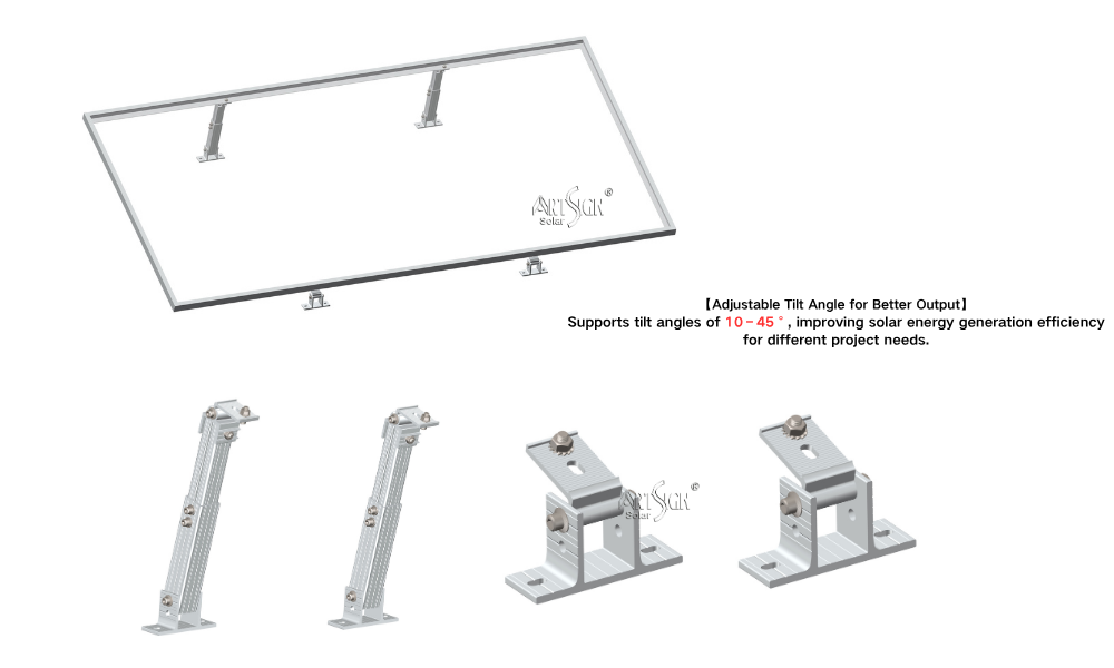 Art Sign Solar Tilt Stand Solar Mounting System Aluminum For Flat Roof For Framed PV Modules Solar Installation Factory Price