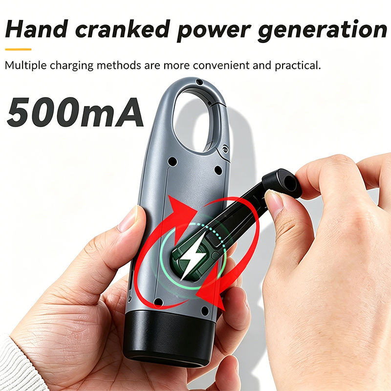Solar LED Flashlight Hand Crank Power Generation Lighting Portable Multifunction Campinglight Outdoor Emergency