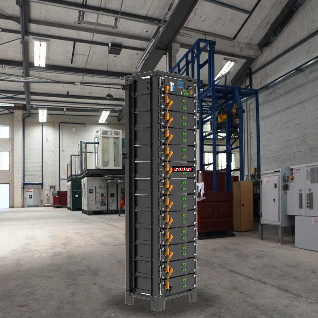 ECOFOTORO 614.4V 100Ah 61.5KWh Rackmounted Stackable LiFePO4 Lithium Battery Home Energy Storage System BMS 8000 Cycles