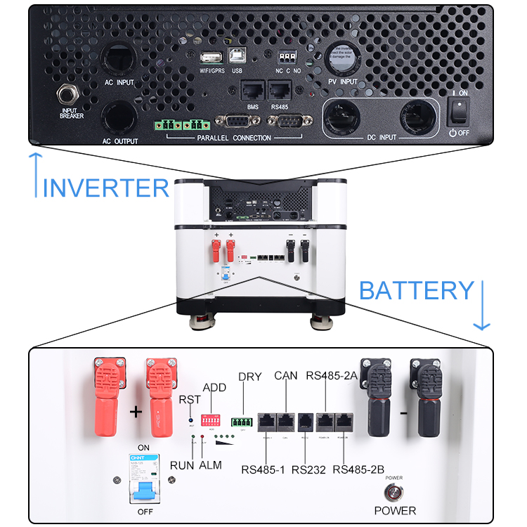 Commercial Battery Storage Household Grid Tie Hybrid Solar Inverter with Inbuilt Lithium Battery