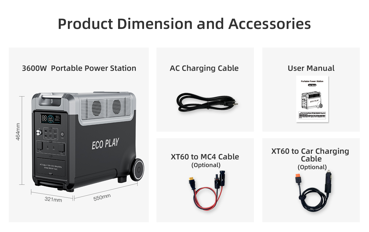 Directly from Factory 3840Wh 3600W Portable Power Station LiFePO4 Fast Charging Solar Generator with Bluetooth APP for Off-Grid