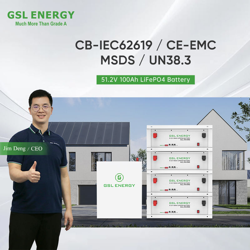 GSL ENERGY 5kwh 10kwh 15kwh 20kw Powerwall LiFePO4 Battery 100ah 200ah Rack-mounted Battery for Home Solar Energy Storage System