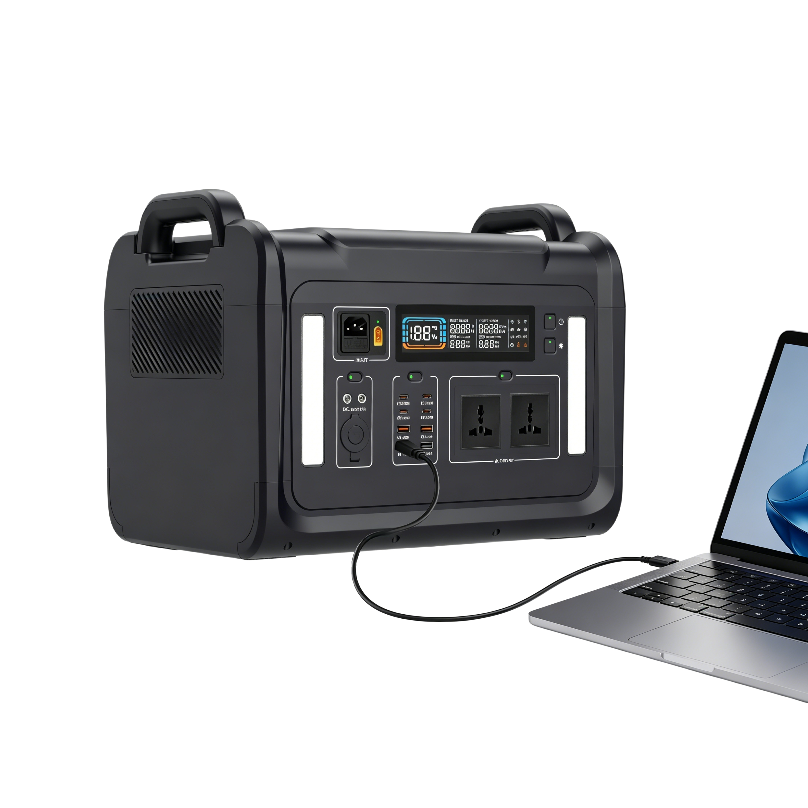 2400W Portable Power Station Solar Generator LiFePO4 Battery Power Backup Outdoor Energy Storage Power Supply with Flashlight