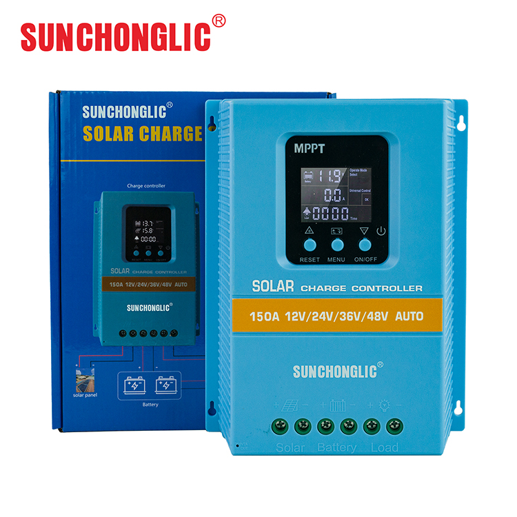 New 150A Automatic Intelligent 12V/24V/36V/48V High-Efficiency Durable MPPT Solar Charging Controller LCD Double USB Output