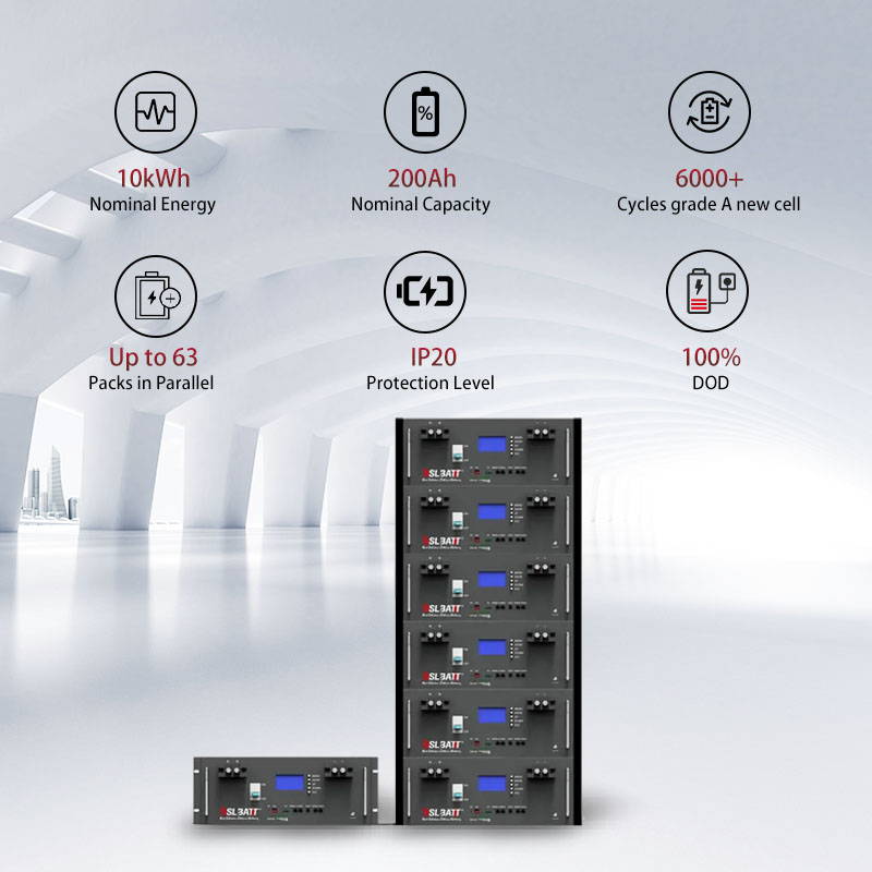 BSLBATT Inverter Sodium Ion Battery 48v 200ah 10kw Rack Mount Lithium Battery