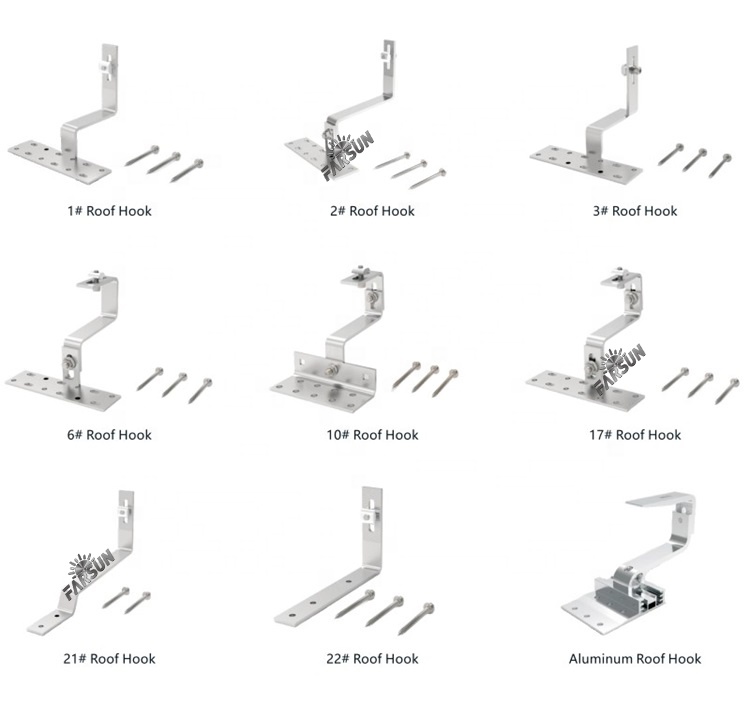 FarSun PV Panel Mounting System Railless Tile Roof PV Roof Hook