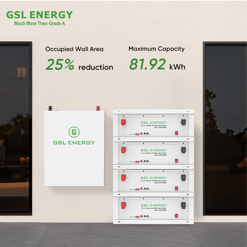 GSL ENERGY 5kwh 10kwh 15kwh 20kw Powerwall LiFePO4 Battery 100ah 200ah Rack-mounted Battery for Home Solar Energy Storage System