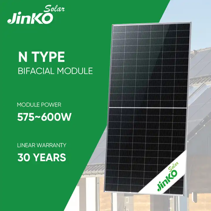 Jinko N Type Mono Solar Panels 580W 585W 590 Watts With On Grid Solar Inverter Bifacial Solar Panels