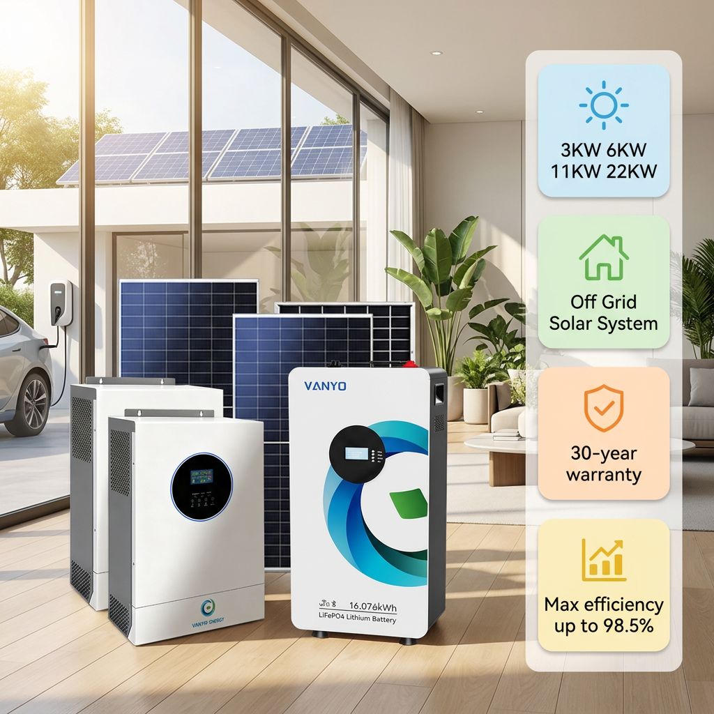 VANYO Complete Solar Kits 3KW 6KW 11KW 22kw Solar Mounting System Home Power off Grid Solar Energy Systems