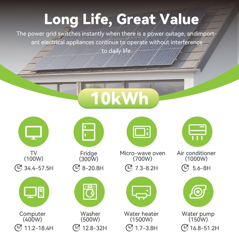 Hybrid 8kW Off-Grid Solar Power System Kit MPPT Energy Storage Home Pure Sine Wave Monocrystalline Silicon Panel