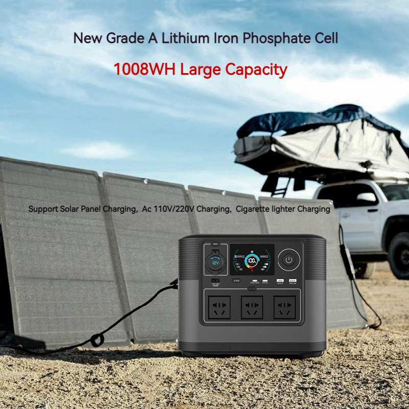Wholesale 1200W Camping Portable Power Station 1kwh 1008wh 1000w Outdoor Backup Solar Power Generator with Foldable Solar Panel