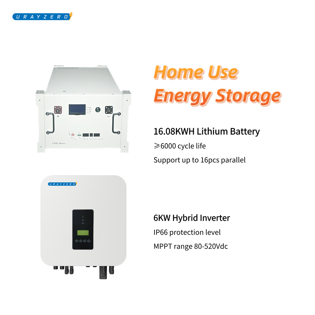 Energy Storage Set 6kw Hybrid Solar Inverter On-Grid 16.08Kwh Lithium Battery 314Ah Lifepo4 WiFi 96.65% Efficiency Single Output