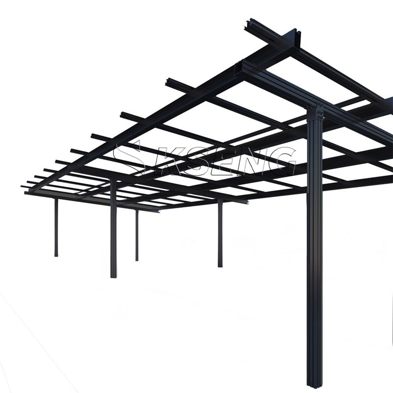 Customizable Black Aluminum Residential Solar Carport Kit Solar Photovoltaic Panel Pergola Mounting System for Parking Structure