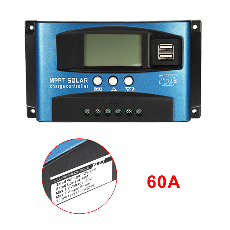 30/40/50/60/100A MPPT Solar Charge Controller Smart Display 12V 24V Auto Solar Cell Panel Charger Regulator With Load