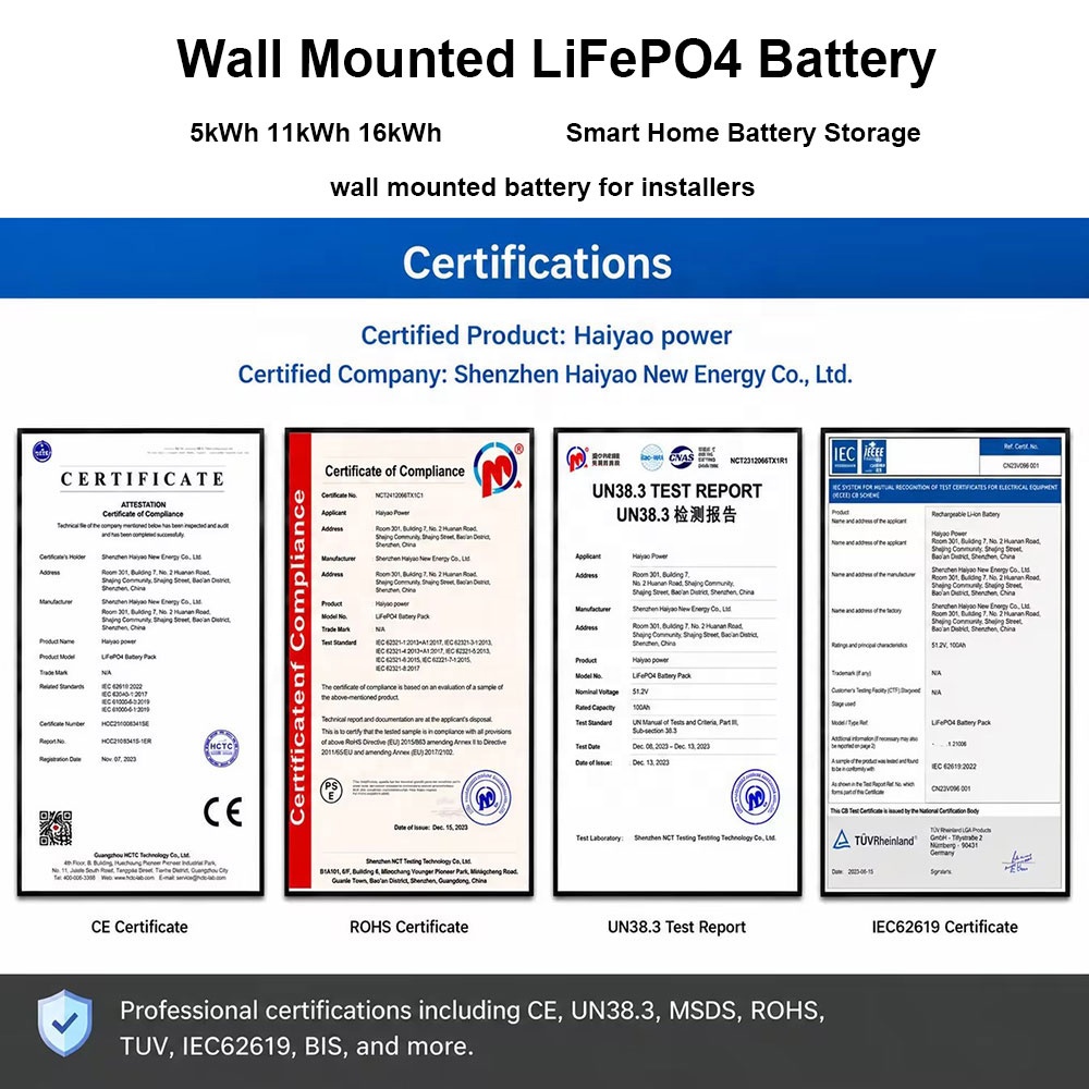 Hysonn 51.2V 100Ah 230Ah 314Ah Wall Mounted LiFePO4 Battery 5kWh 11kWh 16kWh Inverter Compatible Solar Home Storage DDP VAT Free