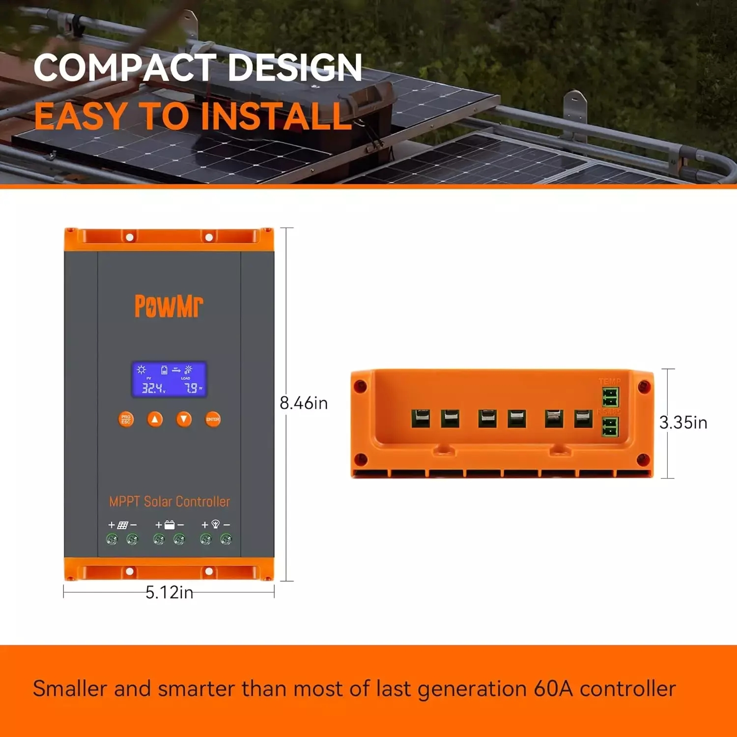 HHJ60-PRO for New Smart 60A 12V/24V/36V/48V Auto MPPT Solar Charge Controller Water Heater Controller Supports 12-Unit