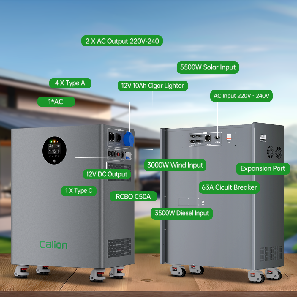 Calion Home Solar Battery System All-in-one Stackable 12kW Hybrid Grid Inverter 51.2V 314Ah 16/32kWh LiFePO4 Lithium Battery CAN