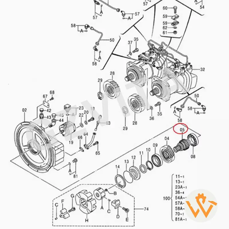 Custom Original Excavator Hydraulic Pump Gearbox Original Gear Shaft 3081085 for ZX330 ZX330-5A ZX330-5G Companies, Products
